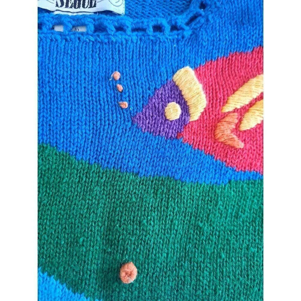 Segue S Vintage Short Sleeve Sweater Scenic Underwater Fish CoastalGrandma Beach